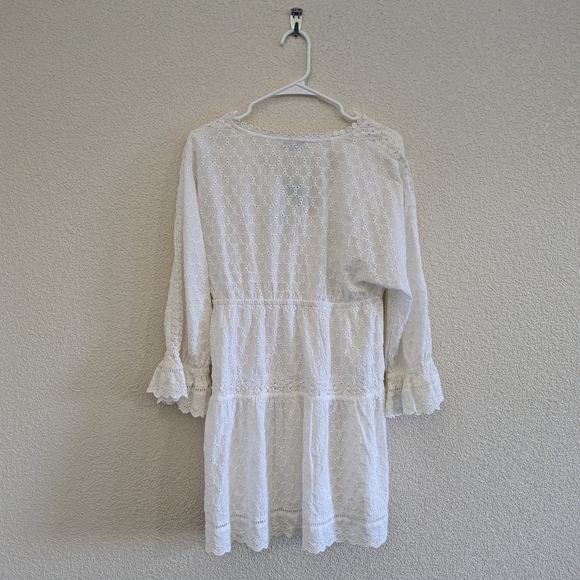 Samson Dress Women's Small White Eyelet V-neck Boho Beach - Picture 4 of 8